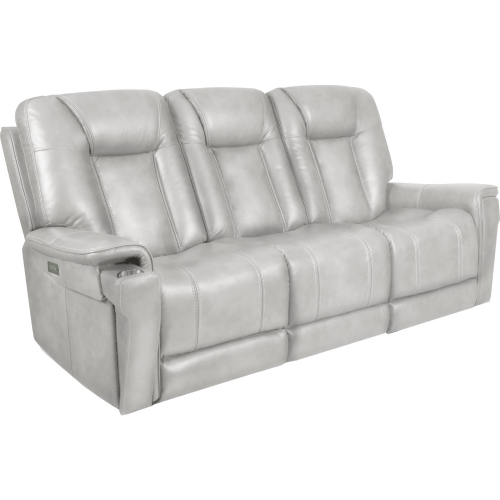 Sanibel Power Recline Sofa w/ Lay Flat, Head Rest & Lumbar in Dove Gray Top Grain Leather